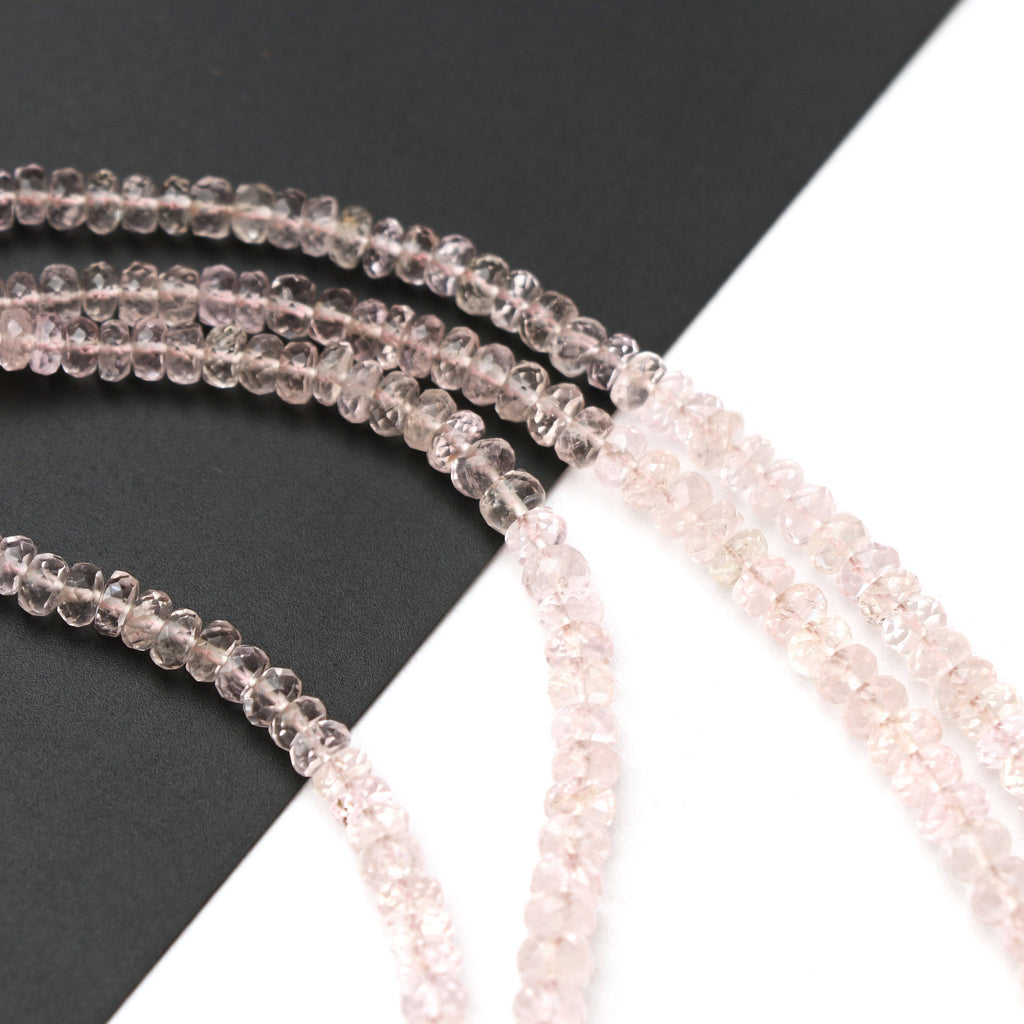 Morganite Faceted Beads, Faceted Cut Beads, 4 mm to 7 mm, Morganite Beads, Morganite strand, 18 Inch Full Strand - National Facets, Gemstone Manufacturer, Natural Gemstones, Gemstone Beads
