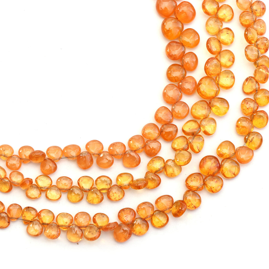 Spessartite Smooth Heart Beads- 4.5mm to 7.5mm Spessartite Heart Beads - Gem Quality, 8 Inch/16 Inch Full Strand, Price Per Strand - National Facets, Gemstone Manufacturer, Natural Gemstones, Gemstone Beads