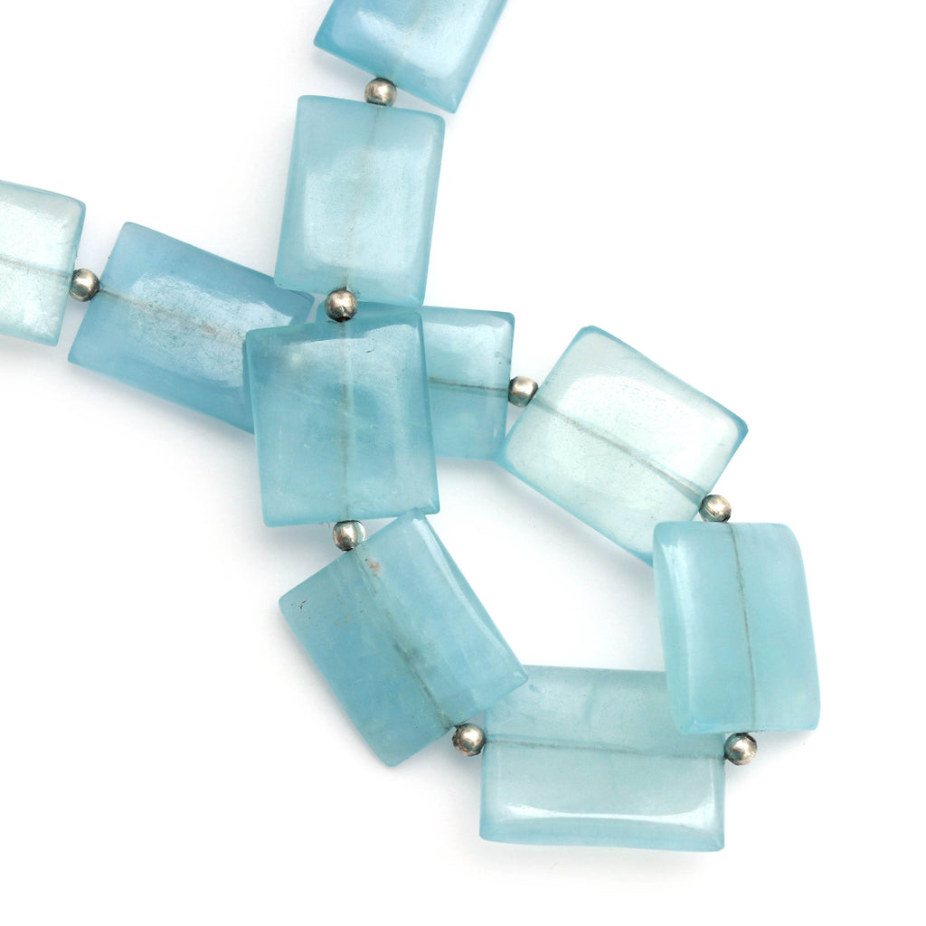 Aquamarine Smooth Rectangle Flat Beads, 10x13 MM to 14x18 MM, Aquamarine, 8 Inch ,Price Per Strand - National Facets, Gemstone Manufacturer, Natural Gemstones, Gemstone Beads