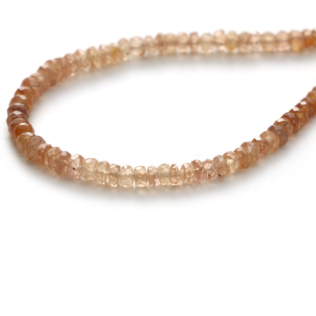 Brown Zircon Faceted Roundelle Beads, 2.5 mm to 4 mm / Zircon Faceted Beads -Gem Quality , 8 Inch 6 Inch Full Strand, Price Per Strand - National Facets, Gemstone Manufacturer, Natural Gemstones, Gemstone Beads