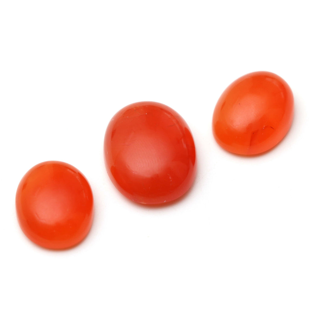 AAA Quality Natural Carnelian Smooth Oval Cabochon Gemstone | 15x20 mm to 18x24 mm | Gemstone Cabochon | Set of 3 Pieces - National Facets, Gemstone Manufacturer, Natural Gemstones, Gemstone Beads