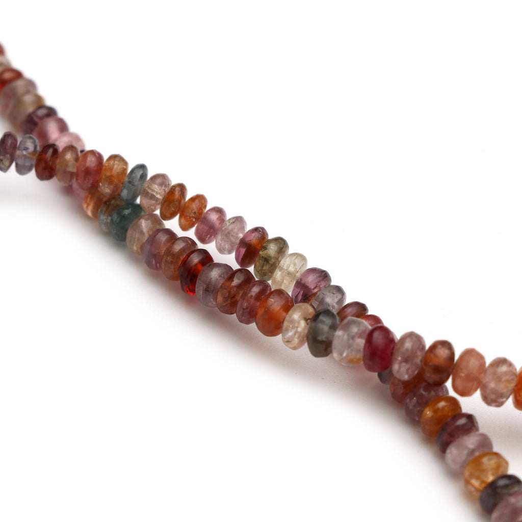 Multi Spinel Smooth Roundel Beads - 3 mm to 6.5 mm - Multi Spinel Beads - Gem Quality , 8 inch / 16 Inch Full Strand, Price Per Strand - National Facets, Gemstone Manufacturer, Natural Gemstones, Gemstone Beads