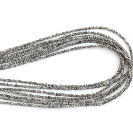 Grey Diamond Chips Organic Beads - 2mm To 2.5mm - Diamond Jewelry Making Beads, 16 Inch Strands, Price Per Strand