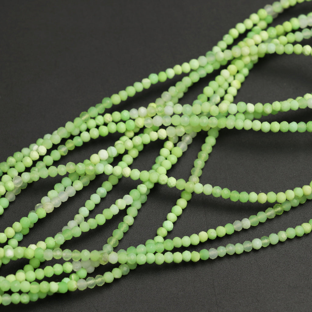 Green Opal Color Enhanced Faceted Rondelle Beads | 3 mm | Rare beads necklace | 18 Inch Full Strand | Price Per Strand - National Facets, Gemstone Manufacturer, Natural Gemstones, Gemstone Beads