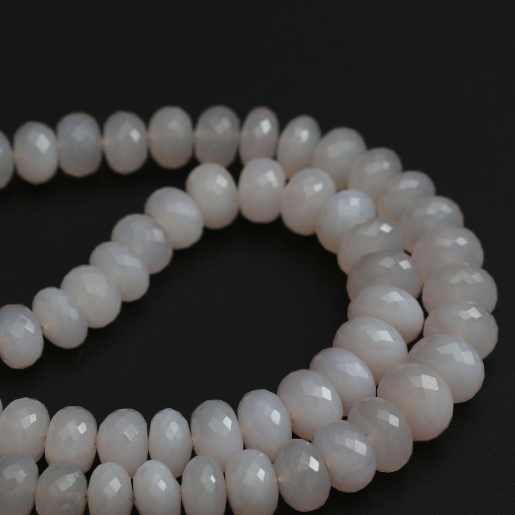 Lavender Chalcedony Faceted Roundel Beads, 7.5 mm To 10.5 mm, Chalcedony Beads, - Gem Quality , 18 Inch/ 46 Cm Full Strand, Price Per Strand - National Facets, Gemstone Manufacturer, Natural Gemstones, Gemstone Beads