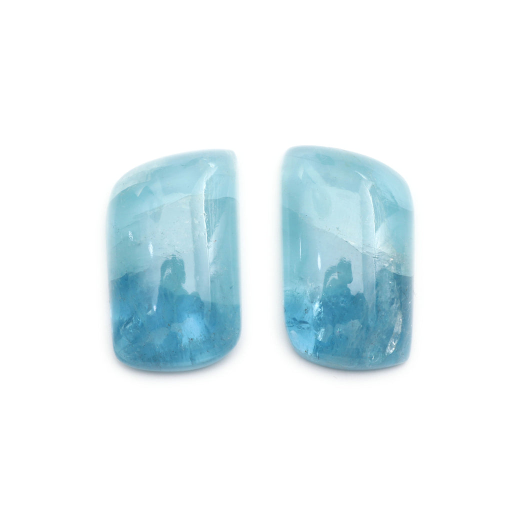 Natural Aquamarine Smooth Cabochon, Natural Aquamarine Loose Gemstone, 31x19x7 mm, Aquamarine Gemstone, Gem Quality, Pair ( 2 Pieces ) - National Facets, Gemstone Manufacturer, Natural Gemstones, Gemstone Beads