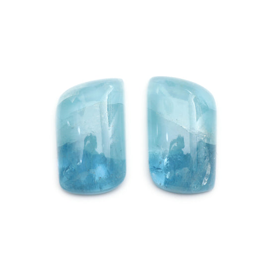 Natural Aquamarine Smooth Cabochon, 31x19x7 mm, Aquamarine Jewelry Making Gemstone, Pair ( 2 Pieces )