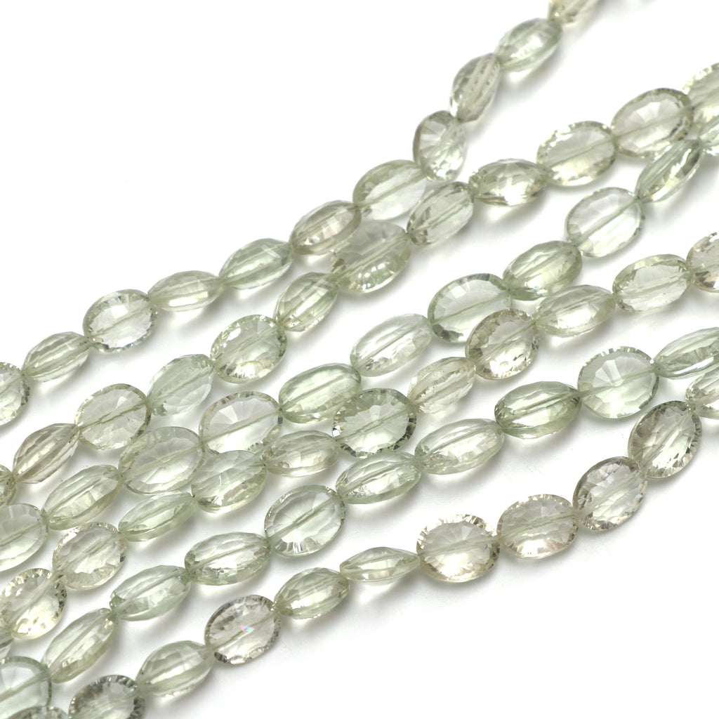 Green Amethyst Faceted Oval Beads, Amethyst Oval Faceted - 11x12 mm to 13x19 mm- Gem Quality, 8 Inch6 Inch Full Strand, Price Per Strand - National Facets, Gemstone Manufacturer, Natural Gemstones, Gemstone Beads