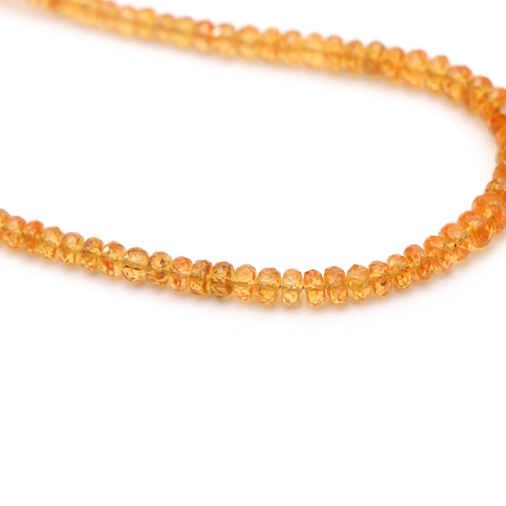 Spessartite Faceted Roundel Beads- 3.5mm to 5mm - Spessartite Roundel Beads - Gem Quality , 8 Inch/16 Inch Full Strand, Price Per Strand - National Facets, Gemstone Manufacturer, Natural Gemstones, Gemstone Beads