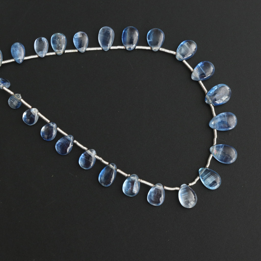 Kyanite Smooth Pears Beads - 4.5x6.5 mm to 6x9 mm- Kyanite Pear Cabochon Gemstone- Gem Quality , 8 Inch/ 20 Cm Full Strand, Price Per Strand - National Facets, Gemstone Manufacturer, Natural Gemstones, Gemstone Beads