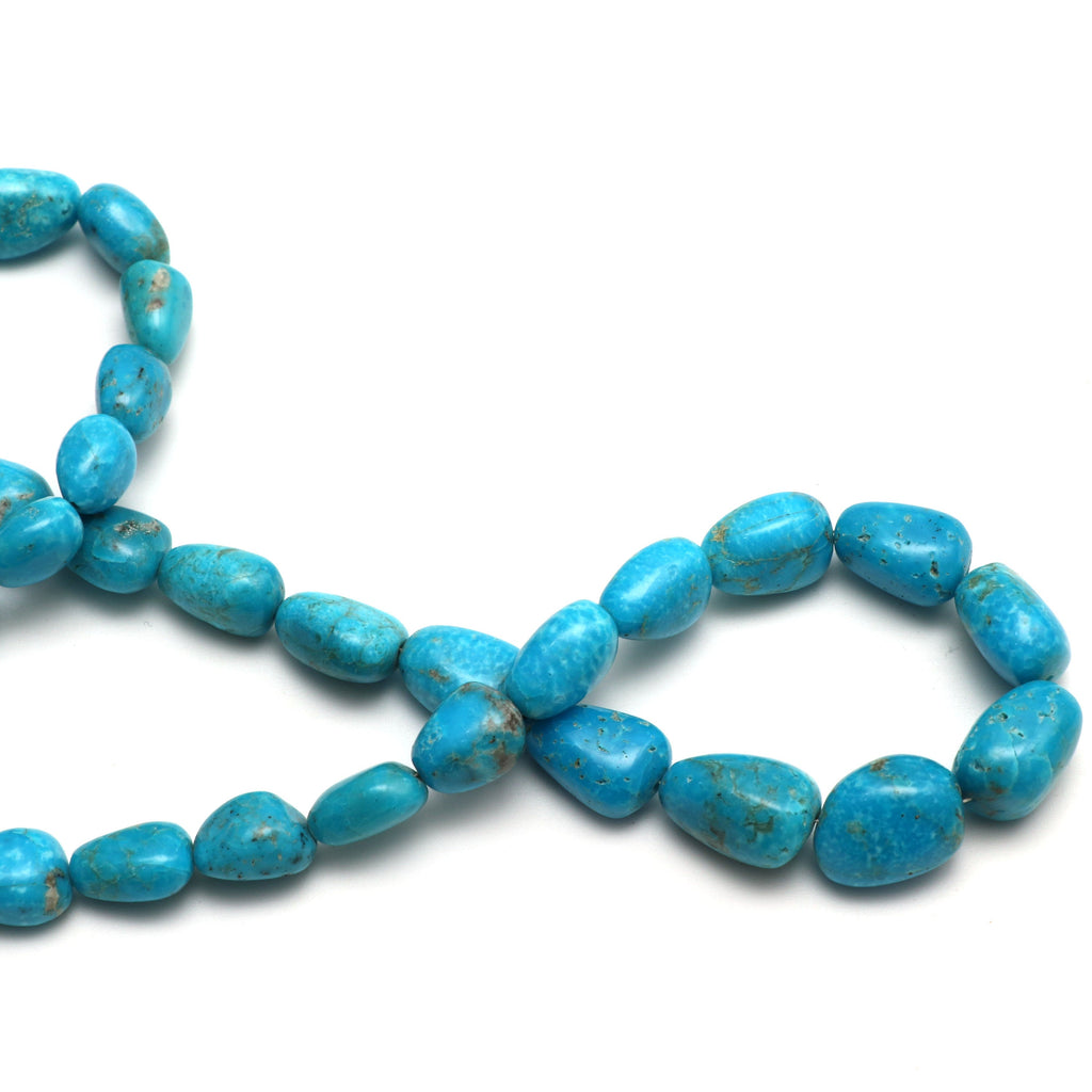 Turquoise Smooth Tumble Beads - 7.5x11 mm to 14x18 mm - Turquoise Tumble Beads - Gem Quality , 20 Inch Full Strand, Price Per Strand - National Facets, Gemstone Manufacturer, Natural Gemstones, Gemstone Beads