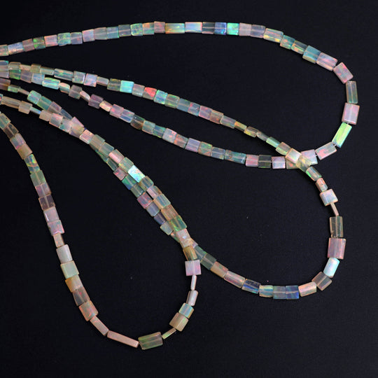 Natural Ethiopian Opal Smooth Rectangle Honey Color Beads | 3x4 mm to 4x8 mm | Opal Jewelry Making Gemstone | 18 Inches Full Strand | Price Per Strand