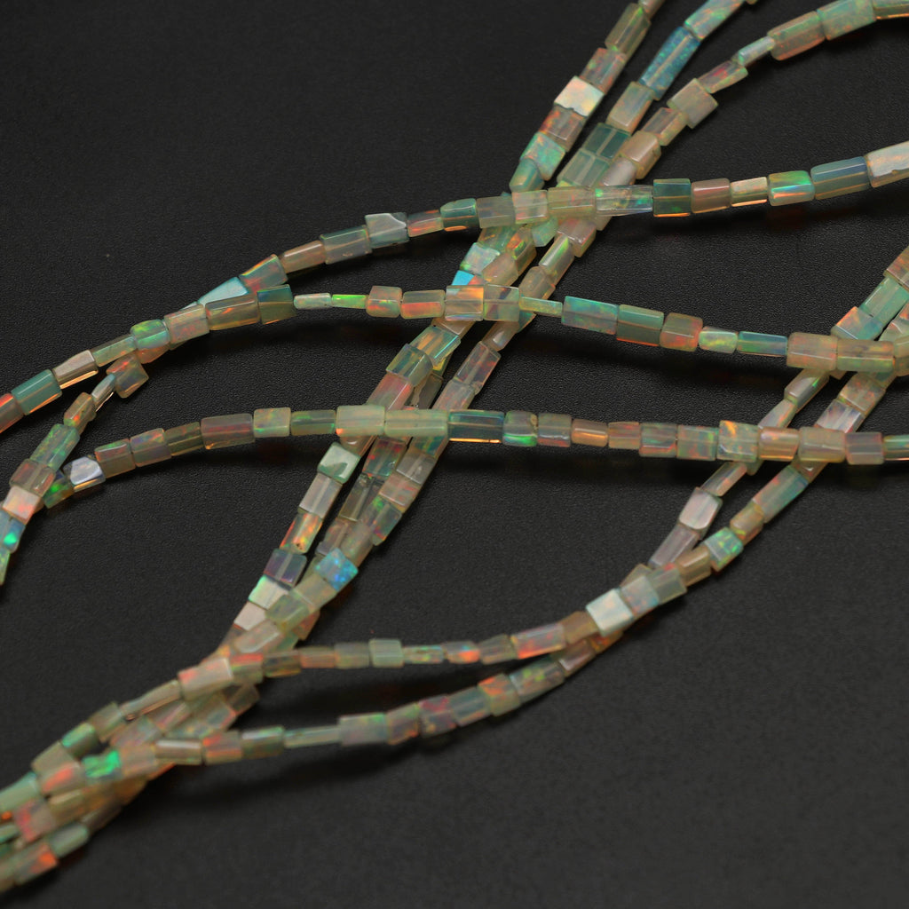 Natural Ethiopian Opal Smooth Rectangle Beads | 3x3.5 mm to 6x9 mm | 8 Inches/ 18 Inches Full Strand | Price Per Strand - National Facets, Gemstone Manufacturer, Natural Gemstones, Gemstone Beads