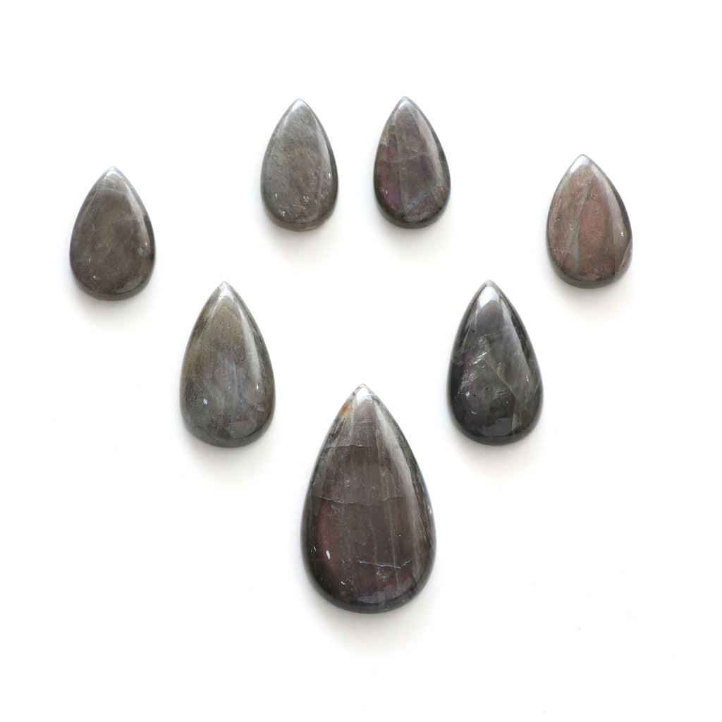 AAA Quality Natural Labradorite Smooth Pear Cabochon Gemstone | 15x27 mm to 25x45 mm | Gemstone Cabochon | Set of 7 Pieces - National Facets, Gemstone Manufacturer, Natural Gemstones, Gemstone Beads