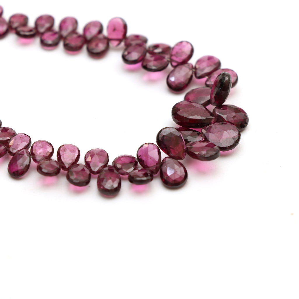 Natural Garnet Faceted Pear Beads | 5.5x4 mm to 10x7 mm | 8 Inch | Garnet Faceted Beads | Price Per Strand - National Facets, Gemstone Manufacturer, Natural Gemstones, Gemstone Beads