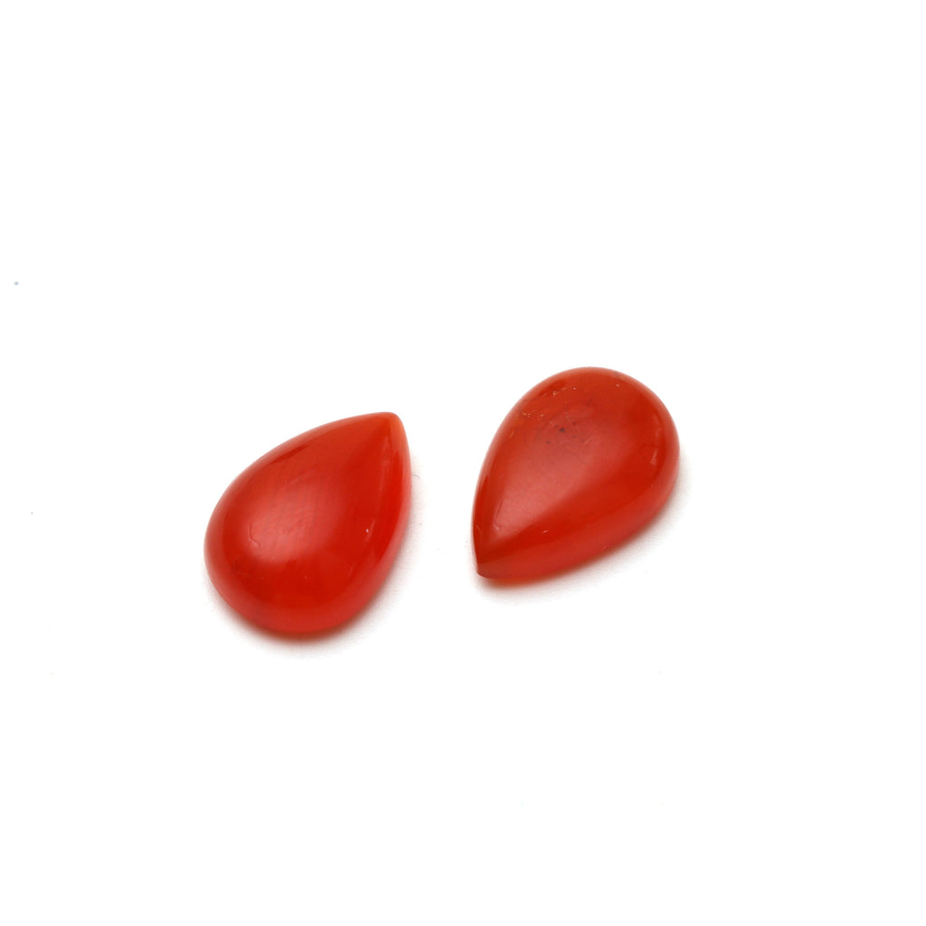 AAA Quality Natural Carnelian Smooth Pear Cabochon Gemstone | 12x18 mm | Gemstone Cabochon | Pair ( 2 Pieces ) - National Facets, Gemstone Manufacturer, Natural Gemstones, Gemstone Beads