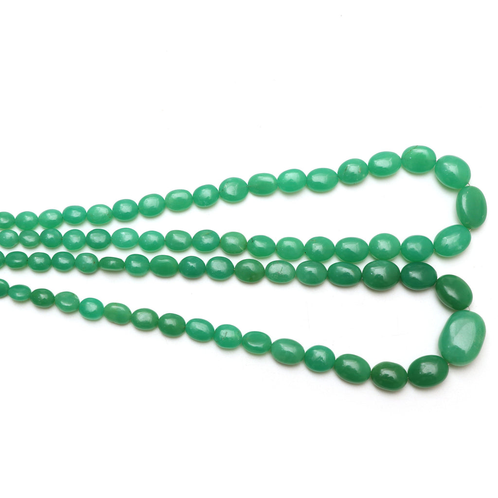 Chrysoprase Smooth Tumble Beads | 6x7 mm to 12x16 mm | Chrysoprase Gemstone | Gem Quality | 8 Inch/ 18 Inch Strand | Price Per Strand - National Facets, Gemstone Manufacturer, Natural Gemstones, Gemstone Beads
