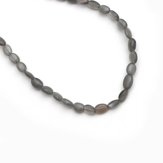 Gray Moonstone Smooth Oval Beads - 3x5 mm to 4x5 mm - Grey Moonstone Jewelry Making Beads, 8 Inch/ 20 Cm Full Strand, Price Per Strand