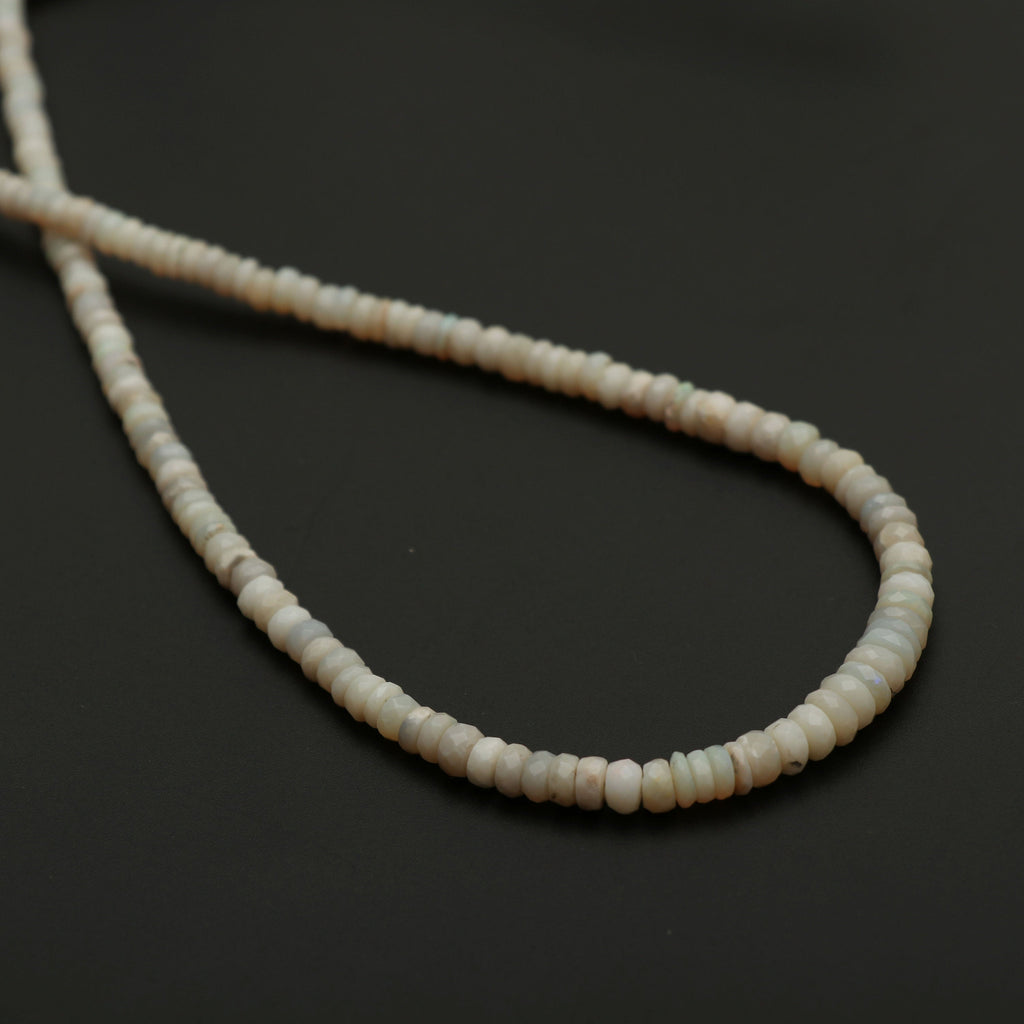 Milky Australian Opal Faceted Rondelle Beads | 3.5 mm to 6 mm | Milky Australian Opal Beads | 8 Inch/18 Inch | Price Per Strand - National Facets, Gemstone Manufacturer, Natural Gemstones, Gemstone Beads