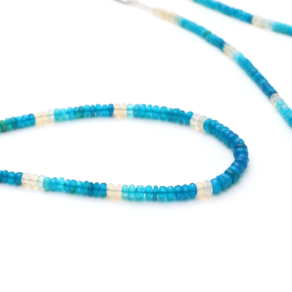 Blue White Ethiopian Opal Faceted Beads - Shaded Opal Beads, 3 mm to 5 mm - Opal Beads - Gem Quality , Price Per Strand - National Facets, Gemstone Manufacturer, Natural Gemstones, Gemstone Beads