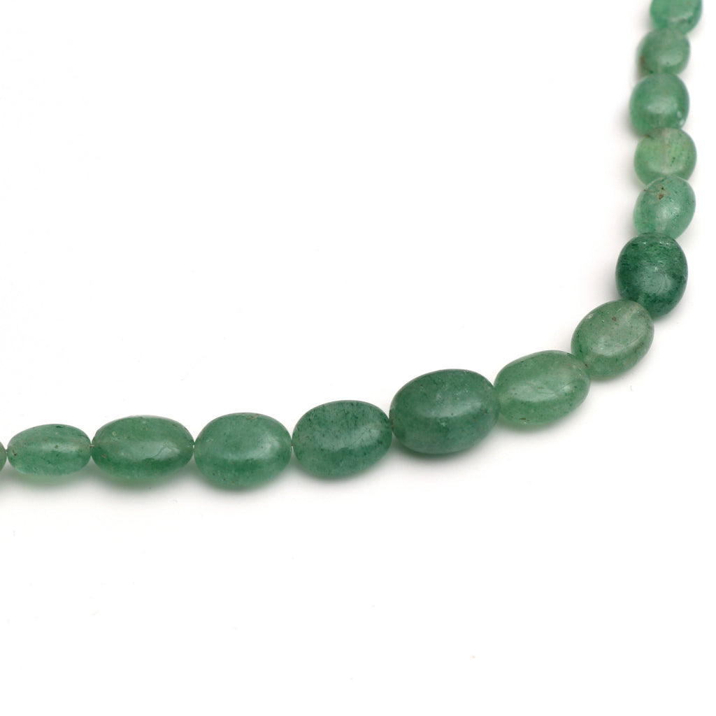 Green Quartz Smooth Oval Beads- 7x9 mm to 11x14 mm - Green Quartz - Gem Quality , 8 Inch/ 20 Cm Full Strand, Price Per Strand - National Facets, Gemstone Manufacturer, Natural Gemstones, Gemstone Beads