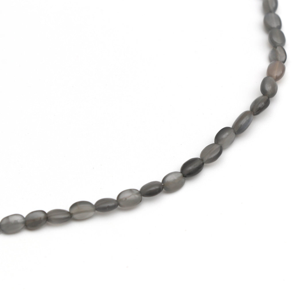 Gray Moonstone Smooth Oval Beads - 3x5 mm to 4x5 mm - Grey Moonstone - Gem Quality , 8 Inch/ 20 Cm Full Strand, Price Per Strand - National Facets, Gemstone Manufacturer, Natural Gemstones, Gemstone Beads