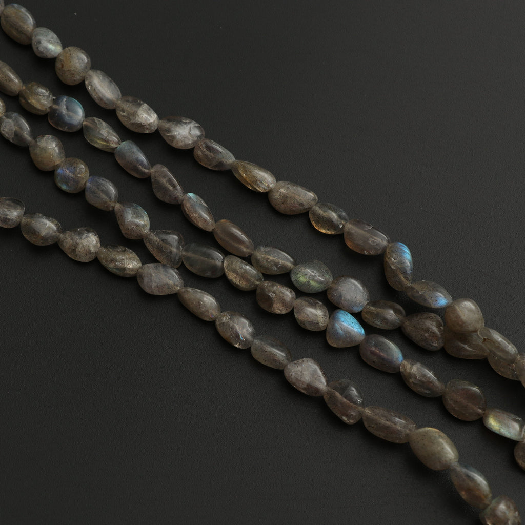 Labradorite Smooth Tumble Nuggets Beads, 4.5x6.5 mm to 6x10.5 mm, Labradorite Strand, 8 Inch / 16 Inch Full Strand, Price Per Strand - National Facets, Gemstone Manufacturer, Natural Gemstones, Gemstone Beads