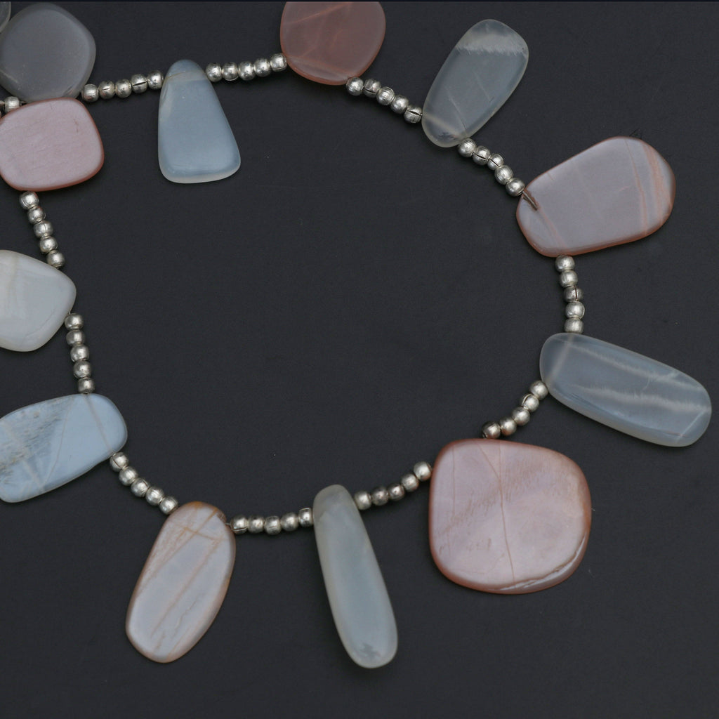 Multi Moonstone Smooth Fancy Shape Beads - 13x11 mm to 21x19 mm- Moonstone Fancy Shape - Gem Quality , 20 Cm Full Strand, Price Per Strand - National Facets, Gemstone Manufacturer, Natural Gemstones, Gemstone Beads