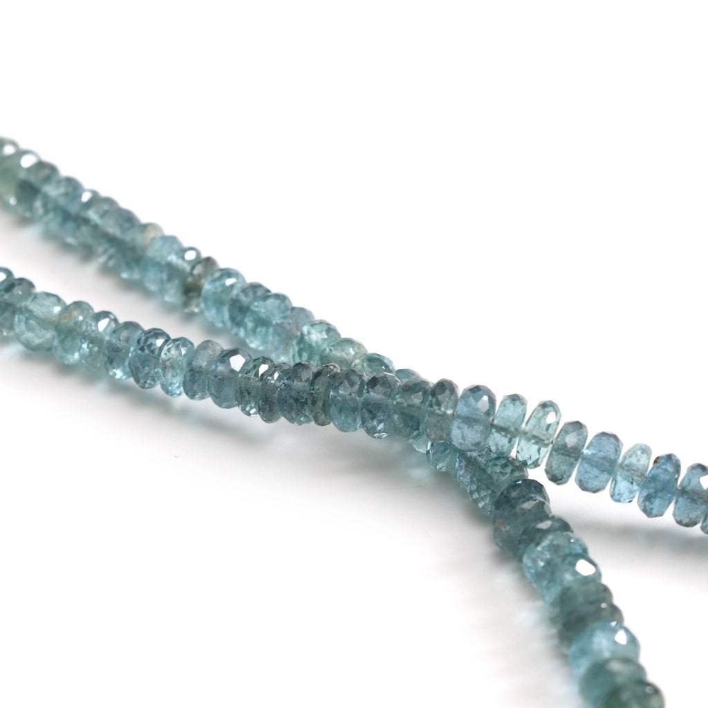 Natural Moss Aquamarine Faceted Roundel Beads, 5.5 mm to 7.5 mm- Moss Aquamarine Beads- Gem Quality,8 Inch/16 Inch/18 Inch, Price Per Strand - National Facets, Gemstone Manufacturer, Natural Gemstones, Gemstone Beads