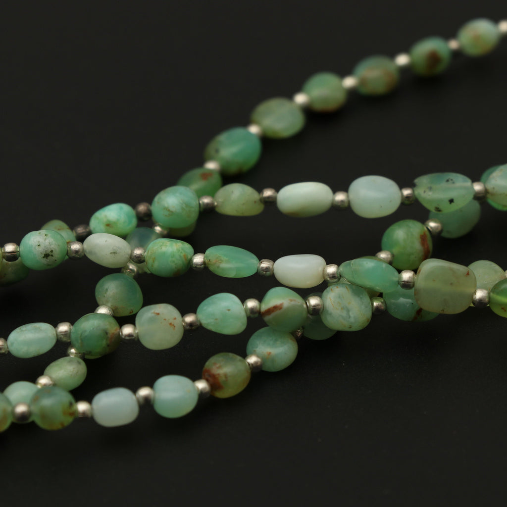 Green Opal Smooth Oval Nuggets , Opal Smooth Oval,Opal Gemstone-5x5 to 4.5x7 mm -Green Opal -Gem Quality, 8 Inch, Price Per Strand - National Facets, Gemstone Manufacturer, Natural Gemstones, Gemstone Beads