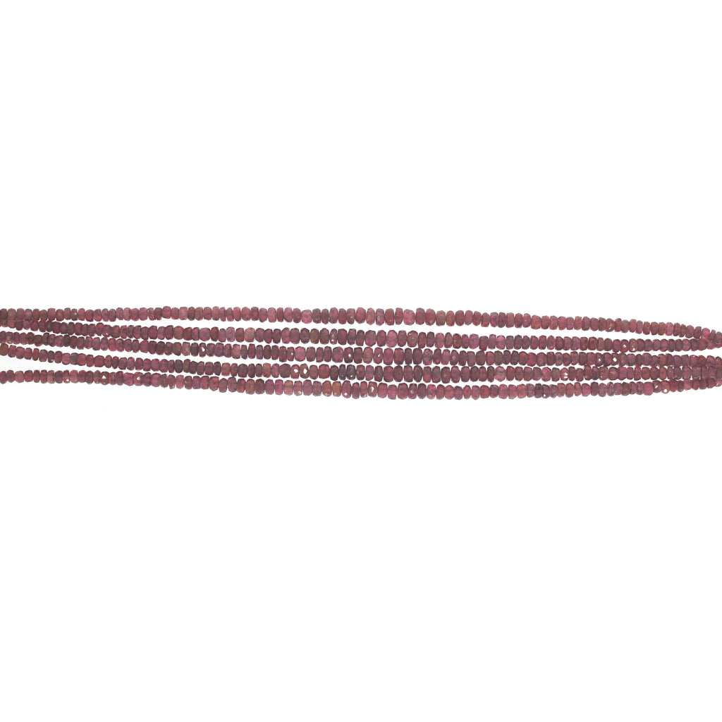 Natural Garnet Faceted Roundel Beads, 3 MM to 4.5 MM, Garnet , 8Inch Price Per Strand - National Facets, Gemstone Manufacturer, Natural Gemstones, Gemstone Beads