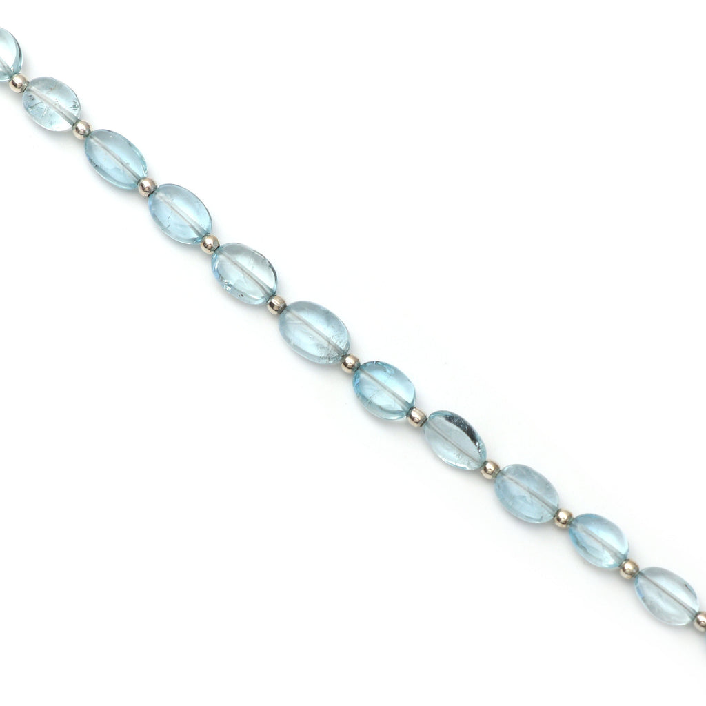 Natural Aquamarine Smooth Oval Beads - 5x6 mm to 7x10 mm - Aquamarine Oval, Smooth Oval - Gem Quality, 8 Inch/ 20 Cm Full Strand, Per Strand - National Facets, Gemstone Manufacturer, Natural Gemstones, Gemstone Beads