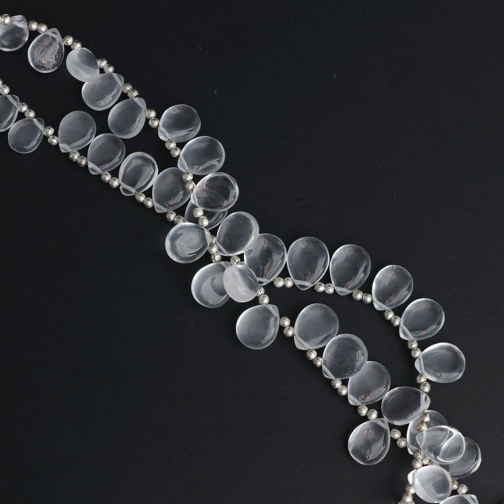 Crystal Smooth Pears Beads - 7x9 mm to 9x11 mm - Crystal Pear Cabs - Gem Quality , 20 Cm/ 8 Inch Full Strand, Price Per Strand - National Facets, Gemstone Manufacturer, Natural Gemstones, Gemstone Beads