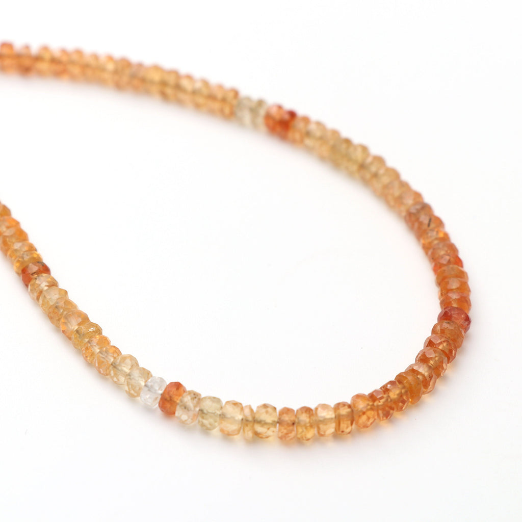 Imperial Topaz Faceted Roundel Beads, 4 mm to 5 mm, Imperial Topaz Beads - Gem Quality , 18 Inch/ 46 Cm Full Strand, Price Per Strand - National Facets, Gemstone Manufacturer, Natural Gemstones, Gemstone Beads