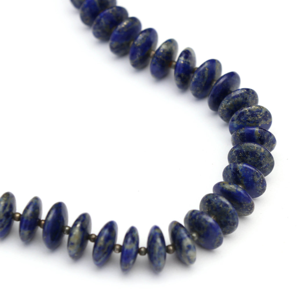 Natural Lapis Lazuli Smooth Saucer Beads- 12 mm - Lapis Lazuli Saucer, Lapis German Cut Beads - Gem Quality , 8 Inch, Price Per Strand - National Facets, Gemstone Manufacturer, Natural Gemstones, Gemstone Beads