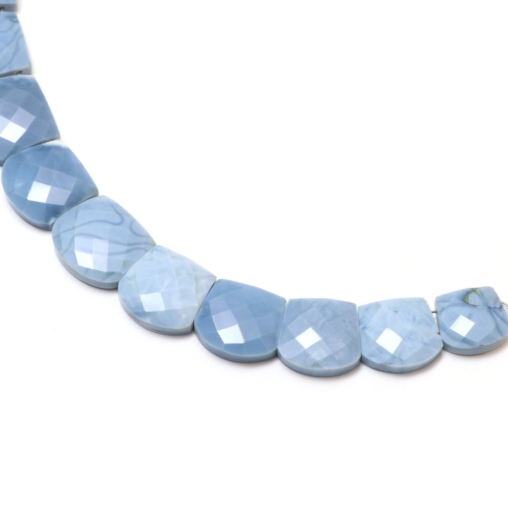Natural Blue Opal Faceted Slice Layout Beads, 12.5x13.5 mm to 22x25 mm, Blue Opal Faceted Layout, 17 Inch Full Strand, Price Per Strand - National Facets, Gemstone Manufacturer, Natural Gemstones, Gemstone Beads