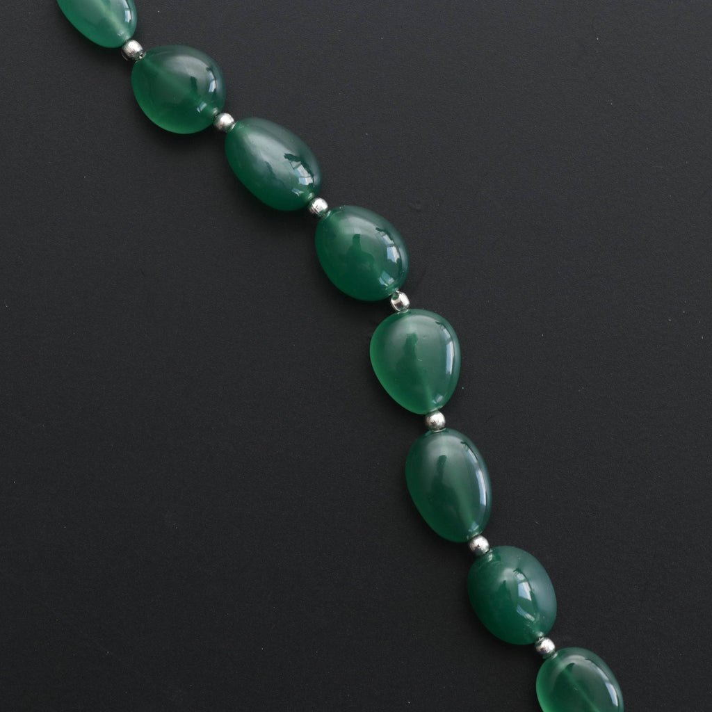 Natural Green Chalcedony Smooth Tumble - 8x6 mm to 13x9 mm - Green Chalcedony - Gem Quality ,7 Inch/ 20 Cm Full Strand, Price Per Strand - National Facets, Gemstone Manufacturer, Natural Gemstones, Gemstone Beads