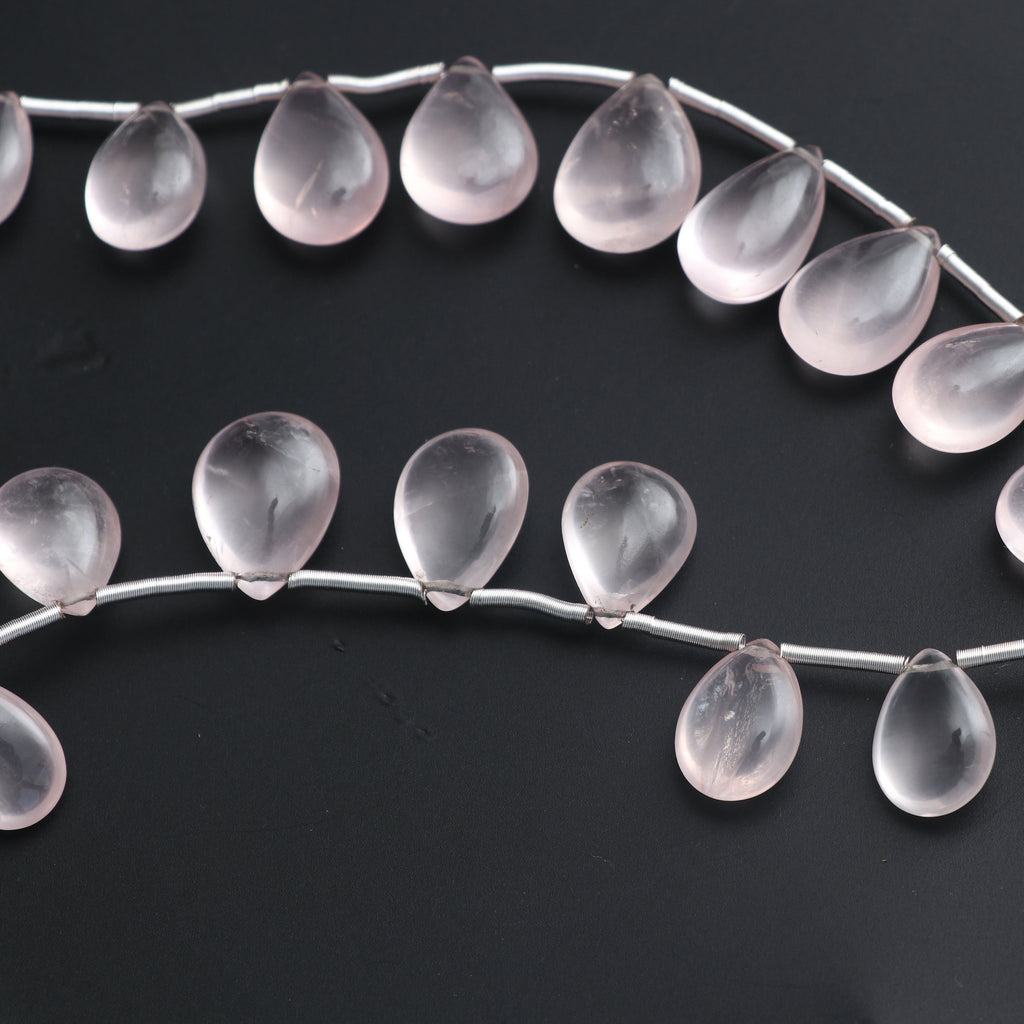 Rose Quartz Smooth Pears Beads- 8x11 mm to 12x16 mm - Rose Quartz Beads - Gem Quality , 18 Cm Full Strand, Price Per Strand - National Facets, Gemstone Manufacturer, Natural Gemstones, Gemstone Beads