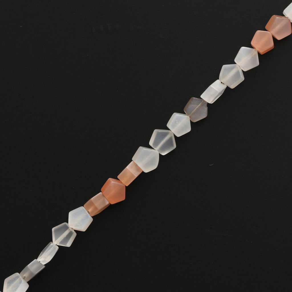 Best Quality Natural Multi Moonstone Pentagon Beads, 4.5 mm to 5.5 mm, Semi Precious Stone Beads Peach White Gray, 8 Inches strand - National Facets, Gemstone Manufacturer, Natural Gemstones, Gemstone Beads