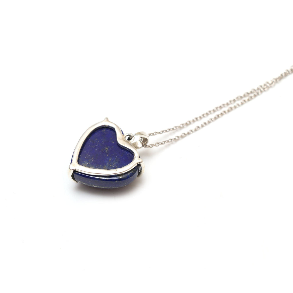 Lapis Smooth Heart Gemstone Prong Pendant | 925 Sterling Silver Plated | Gift For Mom | Price Per Pendant - National Facets, Gemstone Manufacturer, Natural Gemstones, Gemstone Beads