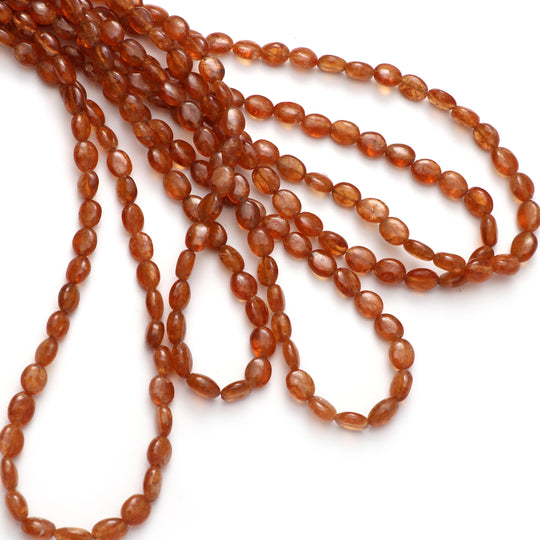 Hessonite Smooth Oval Beads, 5x4 mm to 7x6 mm, Hessonite Jewelry Making Beads, 18 Inch/ 46 Cm Full Strand, Price Per Strand