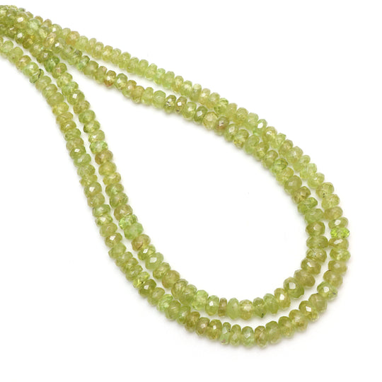 スフェーン ファセット ラウンデル ビーズ、3.5 mm ～ 6.5 mm、スフェーン ジュエリー メイキング ビーズ - 18 インチ フル ストランド、1 ストランドあたりの価格