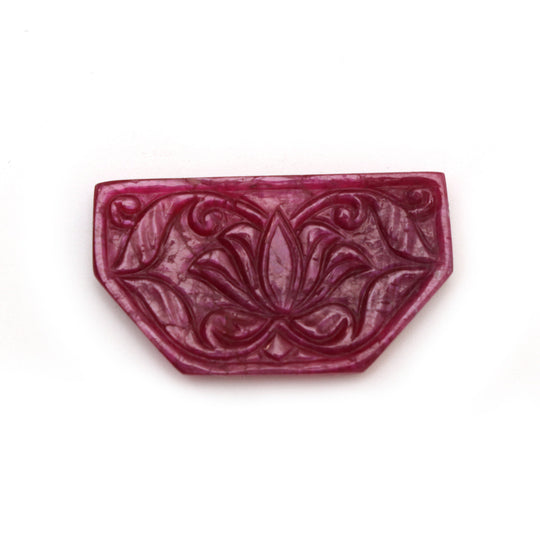 Natural Ruby Carving Hexagon Shaped Loose Gemstone - 36x20x2 mm - Hexagon Ruby, Ruby Carving Loose Gemstone, 1 Piece