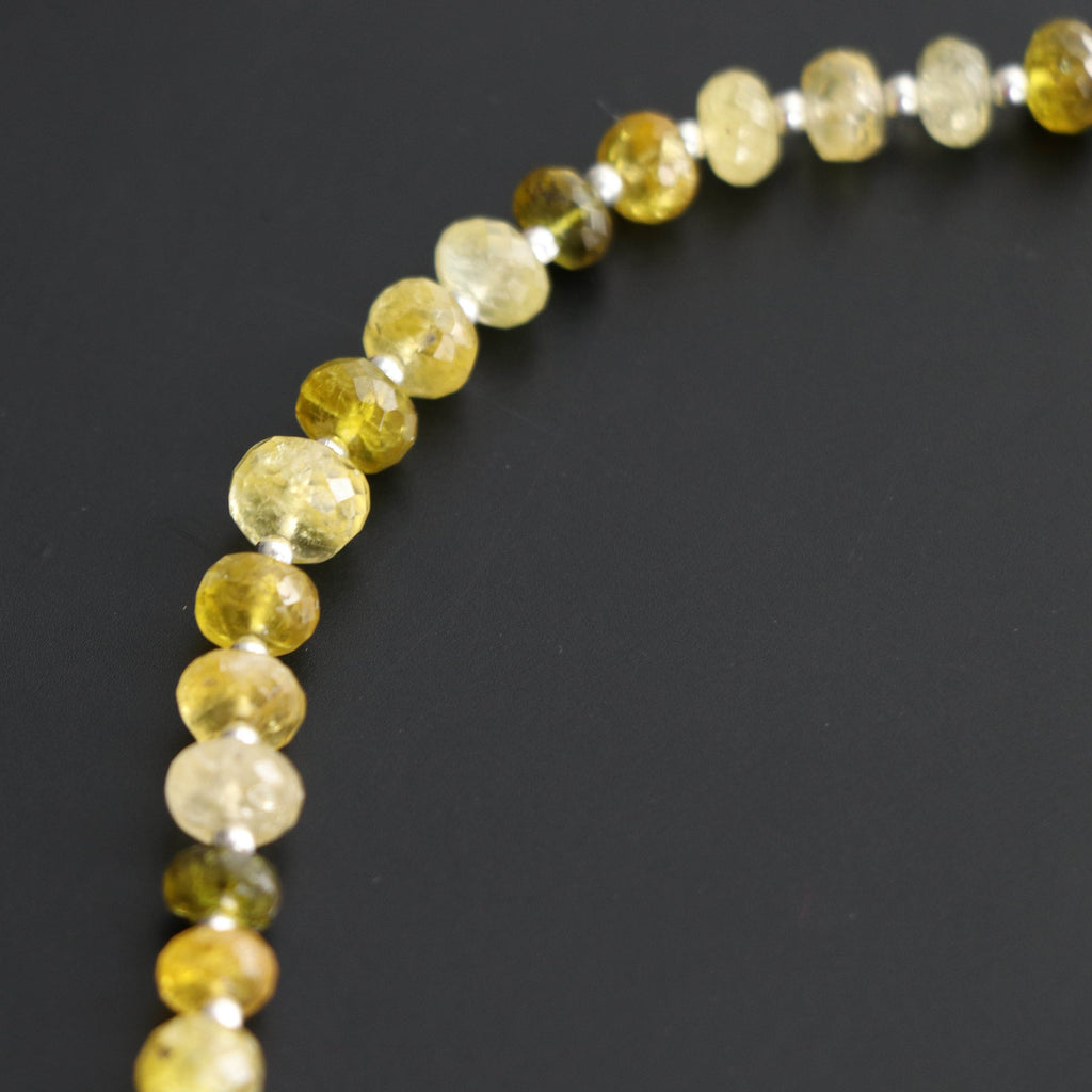 Yellow Diopside Faceted Beads, 6 mm to 8 mm, Yellow Diopside Beads, Yellow Diopside, 8 Inch Full Strand, price per strand - National Facets, Gemstone Manufacturer, Natural Gemstones, Gemstone Beads