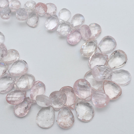 Morganite Faceted Pear Beads, Morganite Faceted, 5x8 mm to 7x11.5 mm, Morganite Jewelry Making Beads, Faceted Morganite Pear, 8 Inches Strand, Price Per Strand