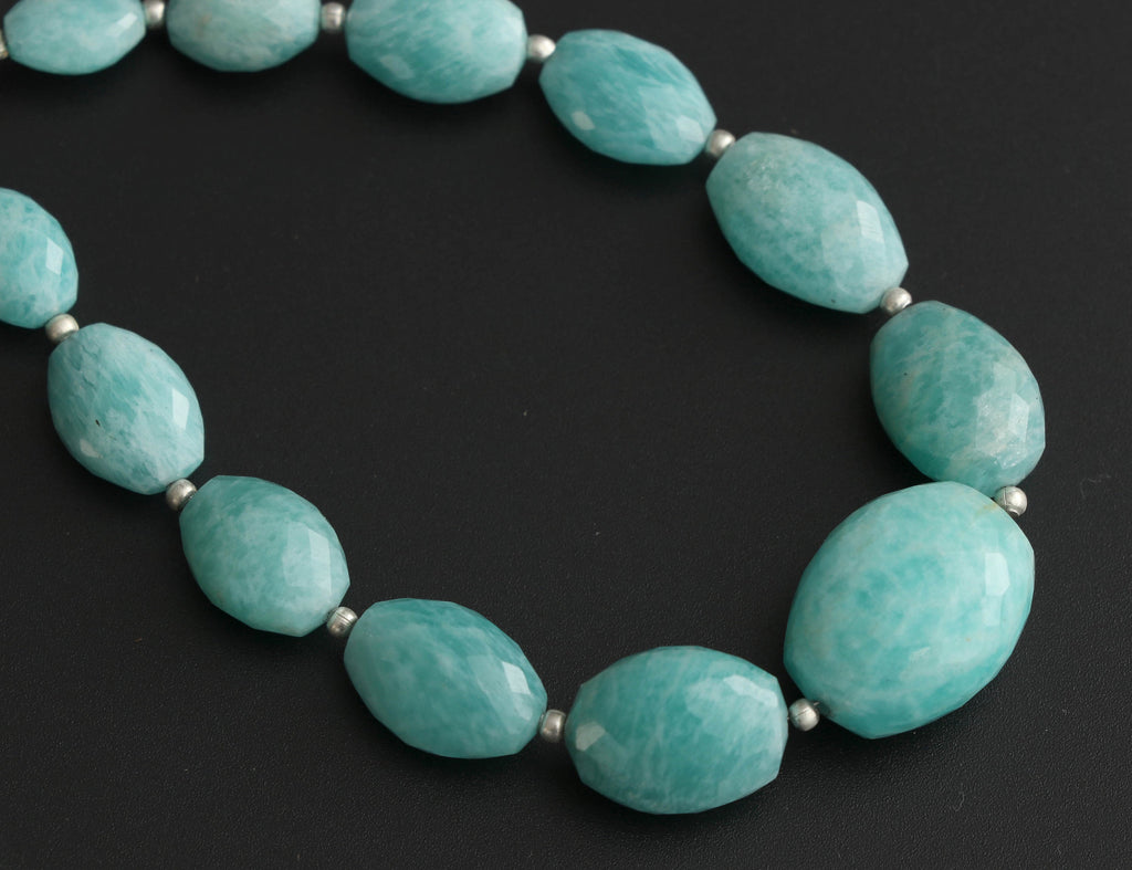 Amazonite Faceted Drum Shape - 6x10 mm to 12x20 mm - Amazonite Drum Shape - Gem Quality , 8 Inch/ 20 Cm Full Strand, Price Per Strand - National Facets, Gemstone Manufacturer, Natural Gemstones, Gemstone Beads