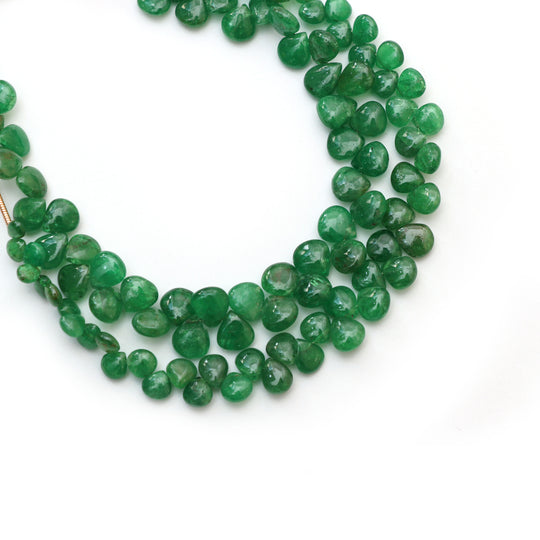 ツァボライト スムース ハート ビーズ、ツァボライト ジュエリー メイキング ビーズ、7 インチ フル ストランド、1 ストランドあたりの価格