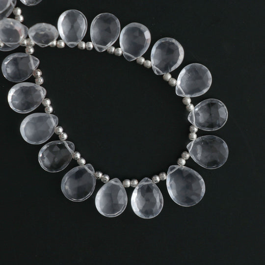 クリスタルファセットペアビーズ、7x8 mm から 9x12 mm、クリスタルジュエリーメイキングビーズ、8 インチフルストランド、1 ストランドあたりの価格