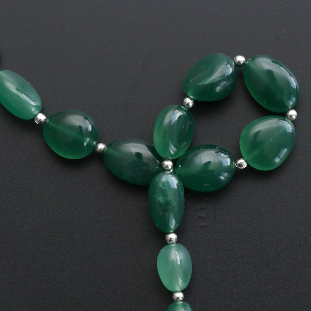 Natural Green Chalcedony Smooth Tumble - 8x6 mm to 13x9 mm - Green Chalcedony - Gem Quality ,7 Inch/ 20 Cm Full Strand, Price Per Strand - National Facets, Gemstone Manufacturer, Natural Gemstones, Gemstone Beads