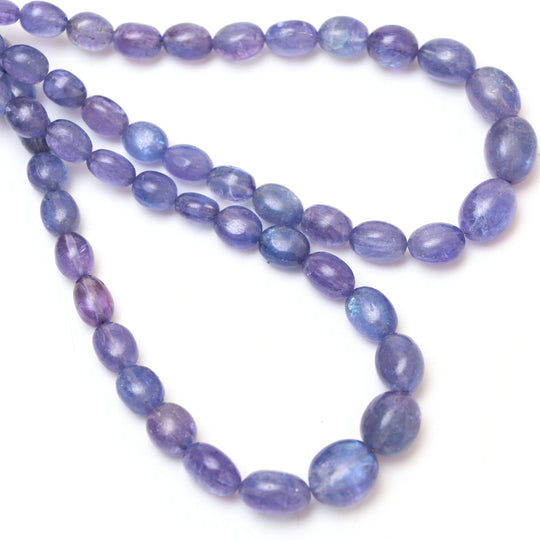 Natural Tanzanite Smooth Tumble Beads | 5x6.5 mm to 9x12 mm | Tanzanite Tumble Gemstone | 18 Inch Full Strand | Price Per Strand